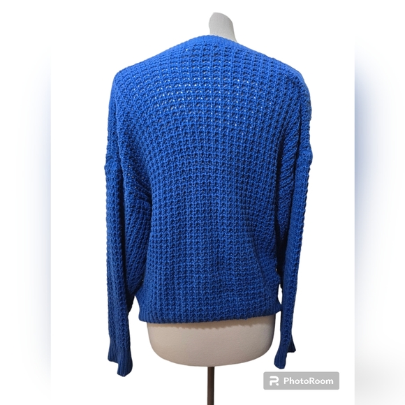 La Foret Vintage 80s Chunky Knit Sweater Stranger Things Style -Cobalt Blue S/M - Picture 3 of 5